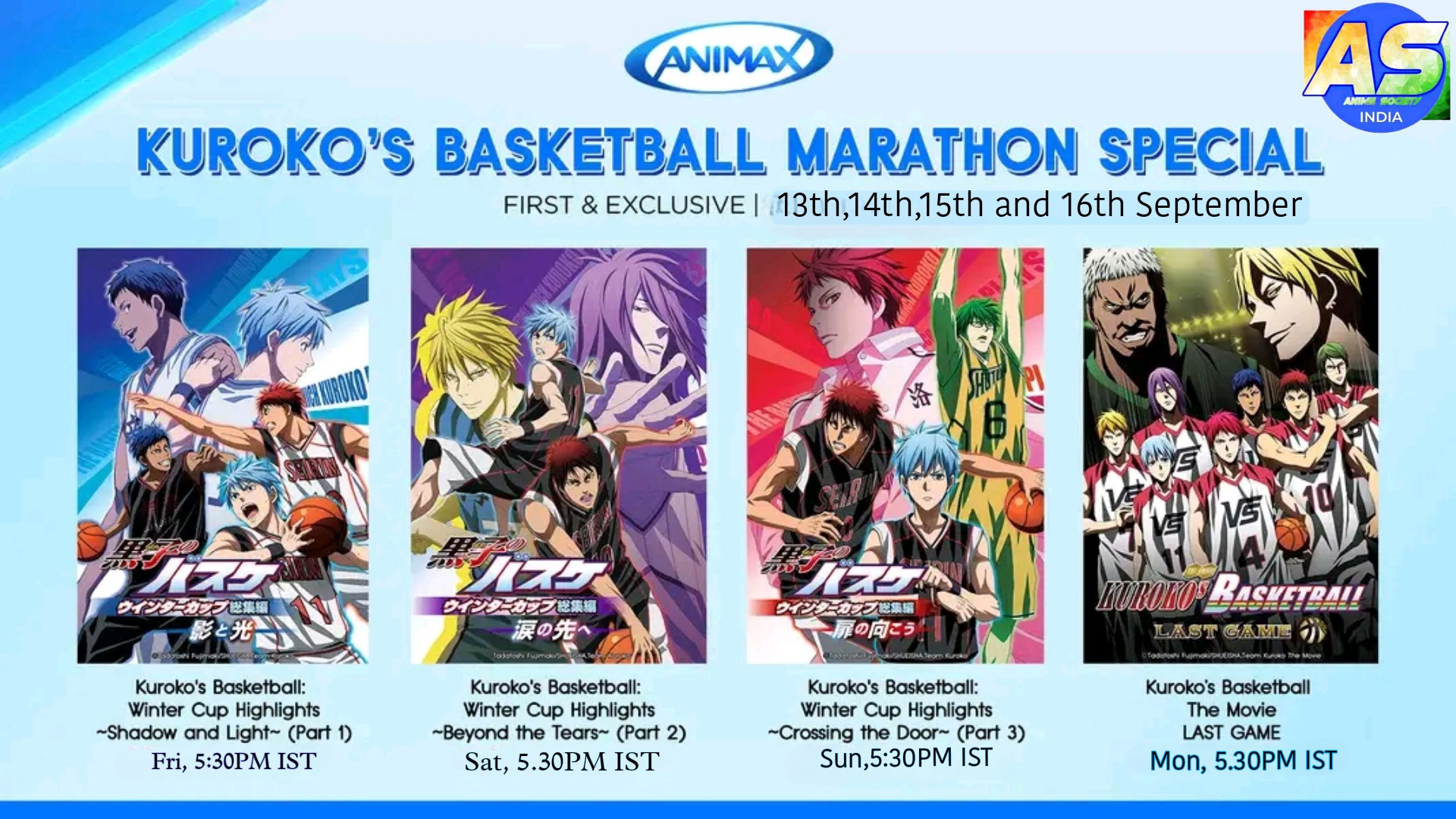 Animax India September 2024 Lineup, Kuroko’s Basketball Movies Set to Telecast on the channel